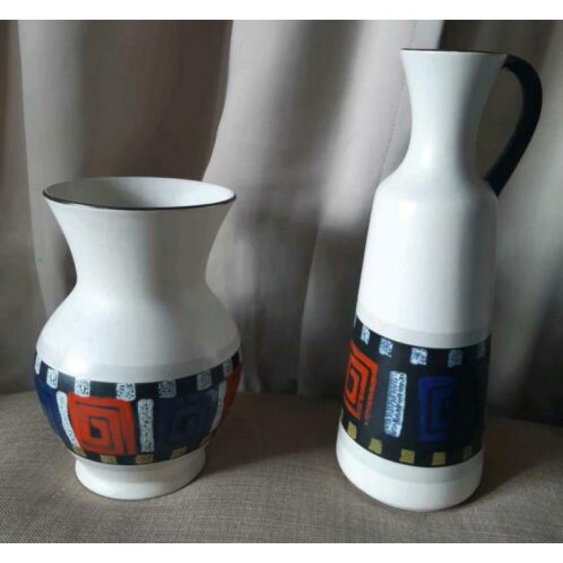 Vintage/ retro duitse vaas en kan: Dümler und Breiden
