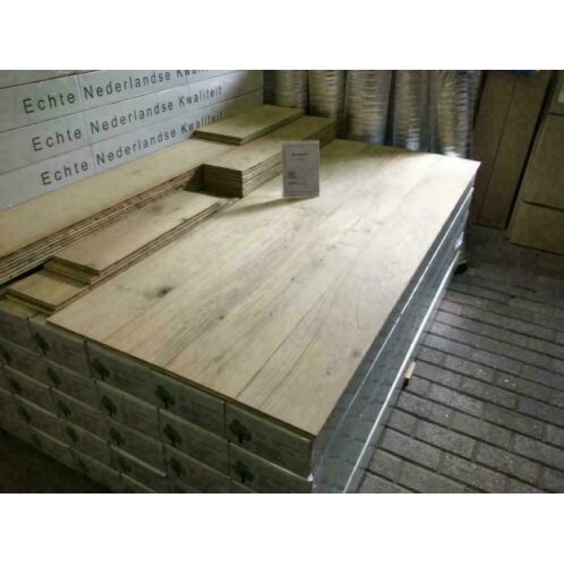 Eiken lamelparket 14x190mm onbehandeld , toplaag 3mm A keus