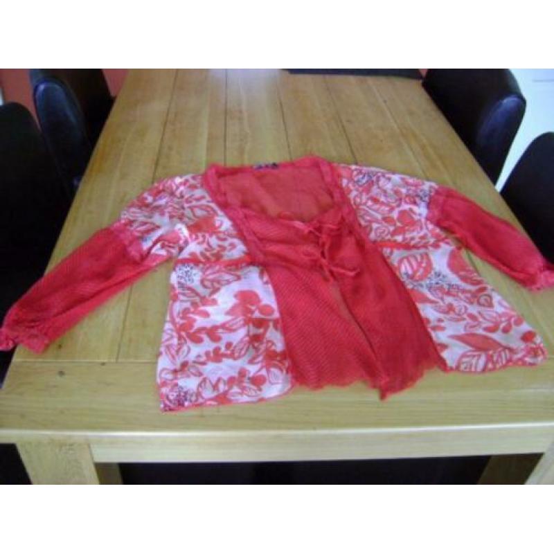 Z.g.a.n. rood 100% zijde 'I AM' blouse jasje, maat 42