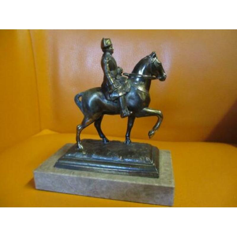 Napoleon met paard beeldje met marmeren voet zwaar