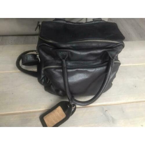 Super nette, zwarte, leren luiertas Cowboysbag