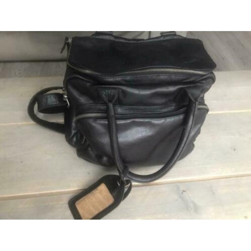 Super nette, zwarte, leren luiertas Cowboysbag