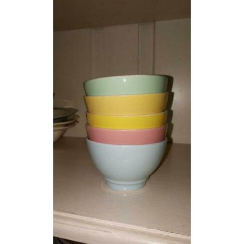 Pastel spoelkommetje op voet (Regout)