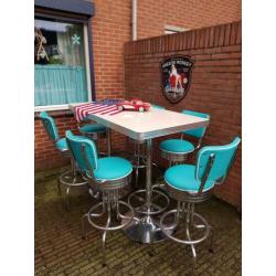 Fifties sixties Amerikaanse barkrukken met rug Bel Air tafel