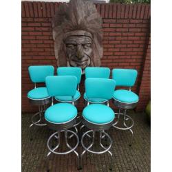 Fifties sixties Amerikaanse barkrukken met rug Bel Air tafel