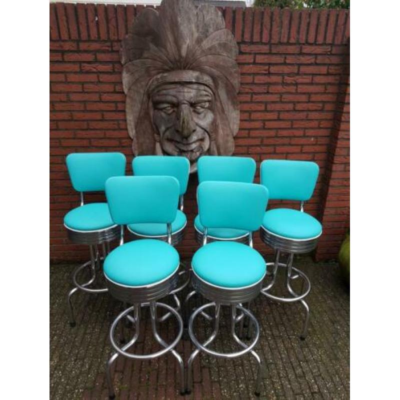 Fifties sixties Amerikaanse barkrukken met rug Bel Air tafel