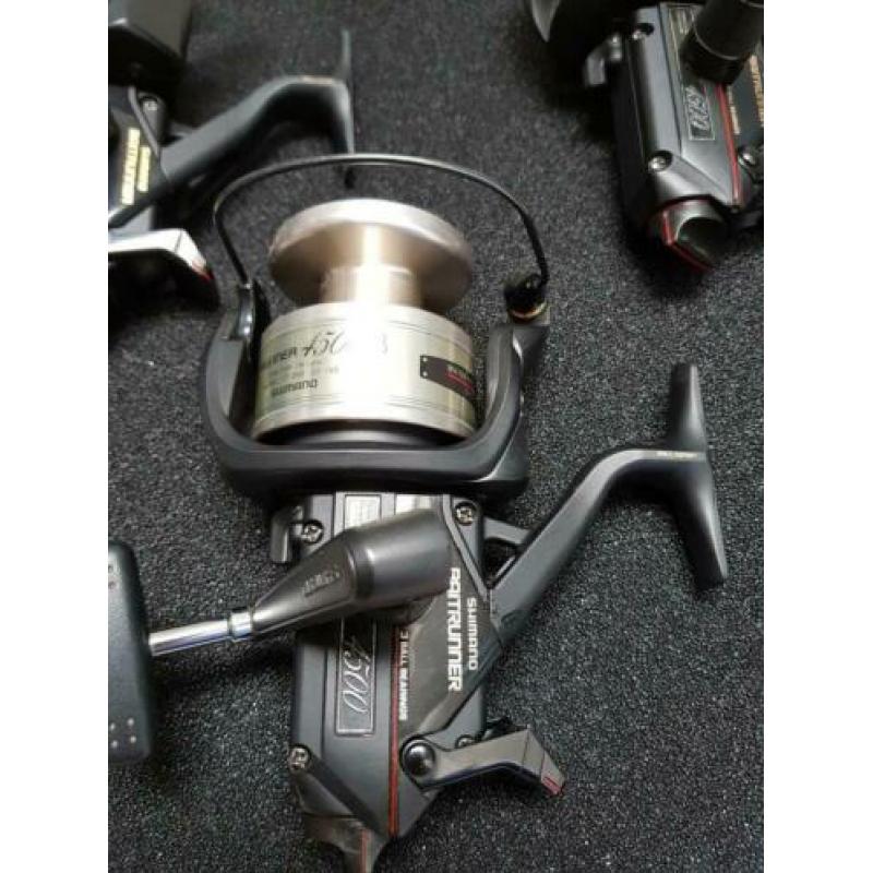 Shimano 4500B molens. Zeer goede staat. Aqua/ Fox/ Delkim.
