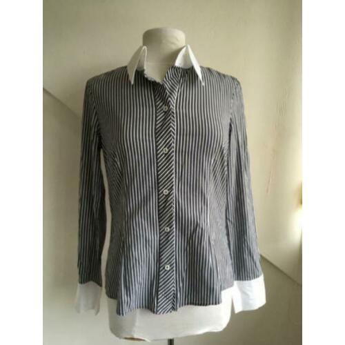 Vanilia blouse grijs / wit gestreept maat L