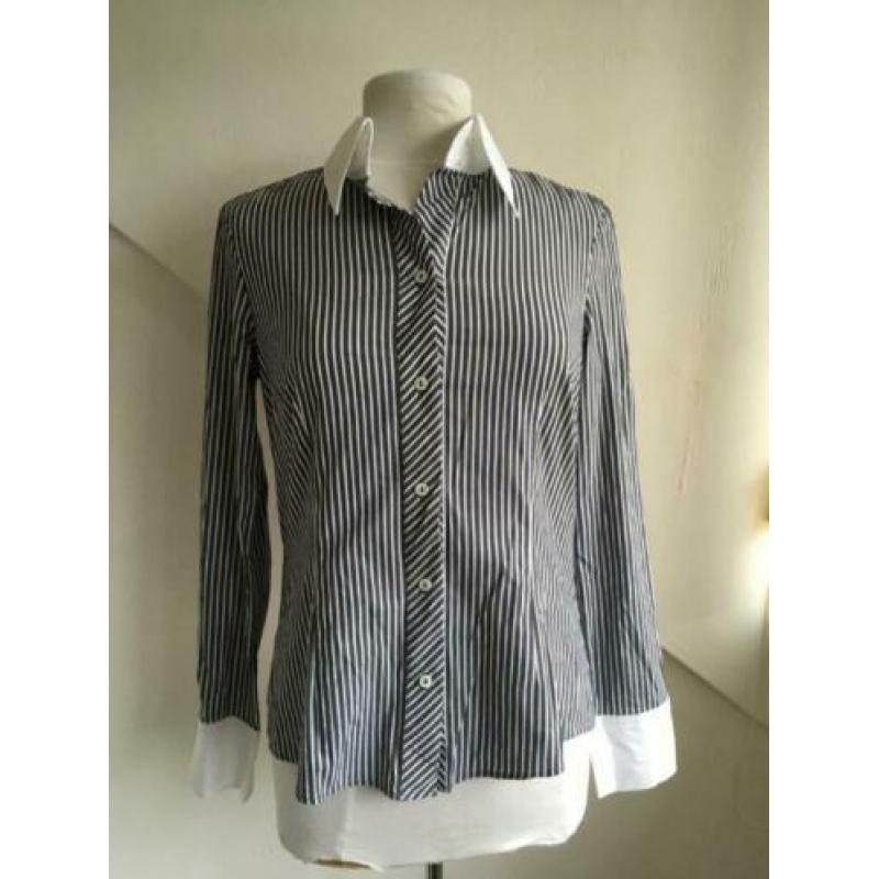 Vanilia blouse grijs / wit gestreept maat L