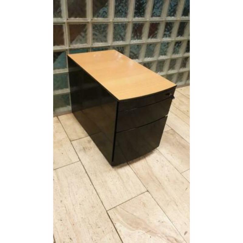 ladeblok zwart metallic 3 lades met topblad