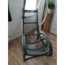 Vintage grote rotan fauteuil met kussen