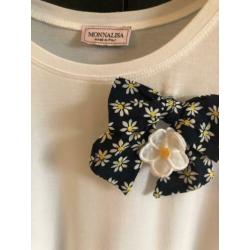 MONNALISA - witte jurk met geborduurde bloemen - 128