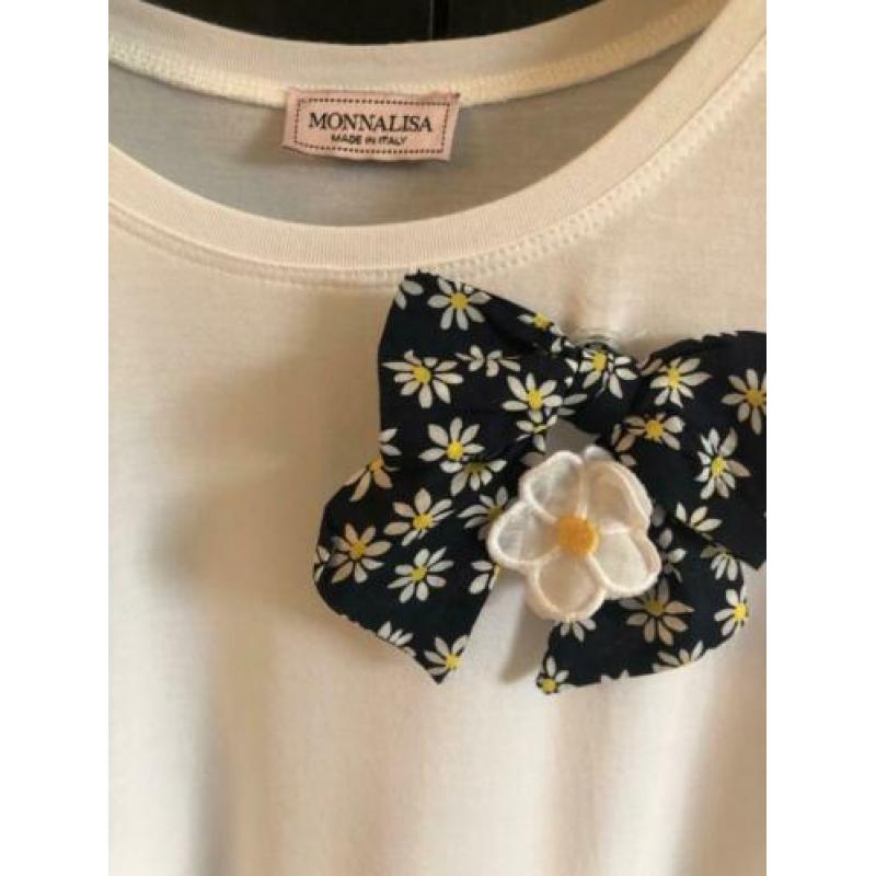 MONNALISA - witte jurk met geborduurde bloemen - 128