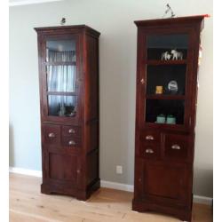 2 vitrinekasten Teak