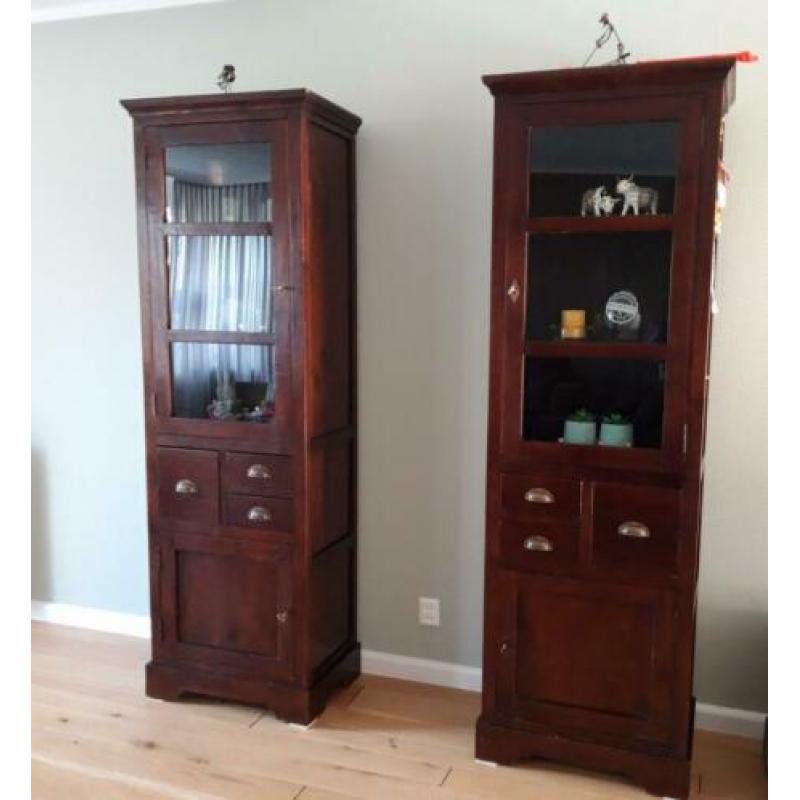 2 vitrinekasten Teak