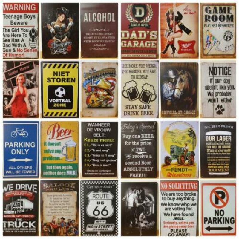 Route 66 Roest look reclamebord wandbord van metaal cafe bar