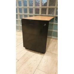 ladeblok zwart metallic 3 lades met topblad