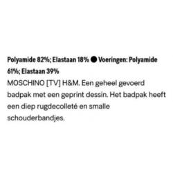 MOSCHINO badpak zwart met dessin 42.