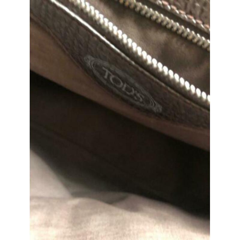 TOD’S handtas, donkerbruin leer en suède