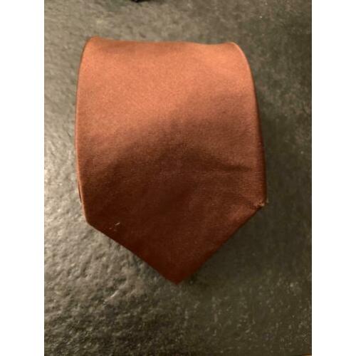 Boss Stropdas Effen Bruin 100% zijde