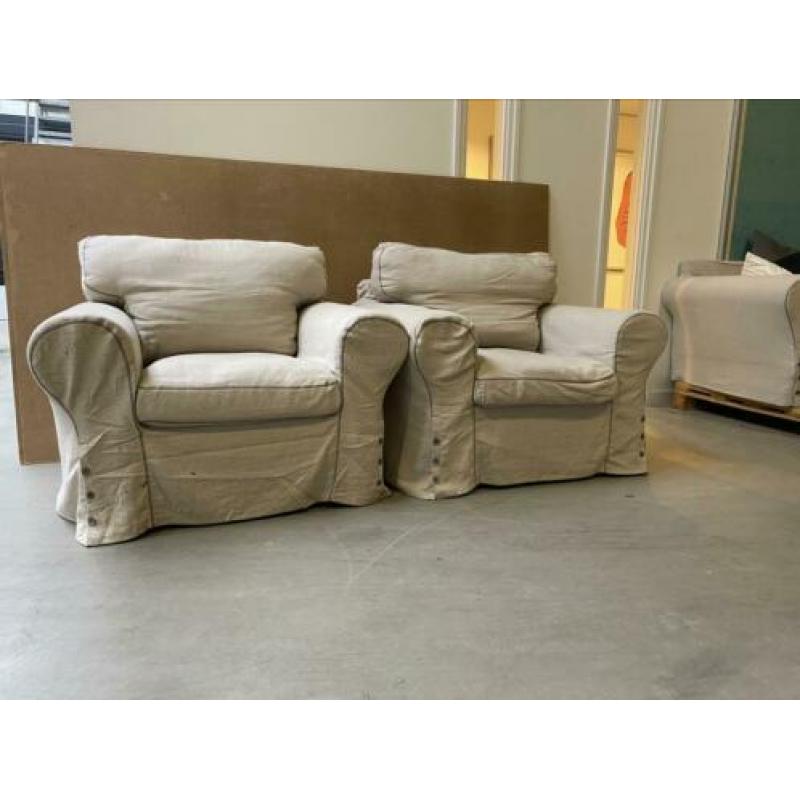Ikea ektorp crème 3zits en 2fauteuils plus hocker grijs