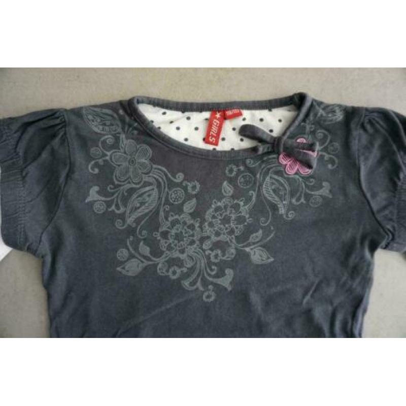 ZGAN Girls Shirt Shirtje Longsleeve Wit Antraciet, 116, 122