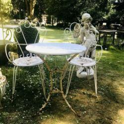 * gietijzer Tuintafel ronde ijzeren tafel natuursteen blad