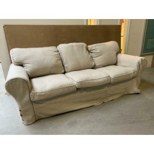 Ikea ektorp crème 3zits en 2fauteuils plus hocker grijs