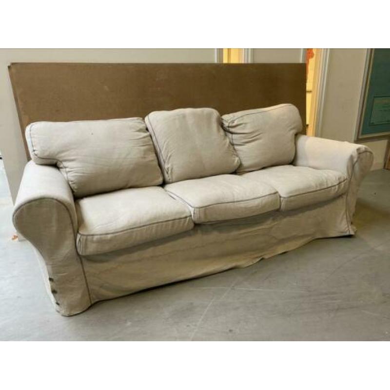 Ikea ektorp crème 3zits en 2fauteuils plus hocker grijs
