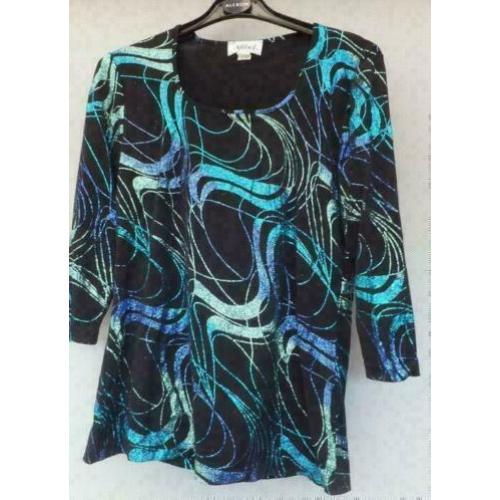 AFIBEL zwart/blauw/zeegroen/lila glitter top mt 38