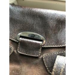 TOD’S handtas, donkerbruin leer en suède
