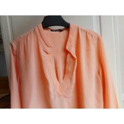 Nieuwe prachtig zijden blouse Marc Aurel mt 34/36 zalm kleur