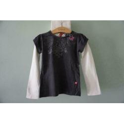 ZGAN Girls Shirt Shirtje Longsleeve Wit Antraciet, 116, 122