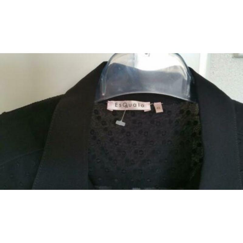Blouse zwart voile met stipje 42 z.g.a.n.