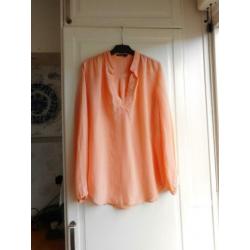 Nieuwe prachtig zijden blouse Marc Aurel mt 34/36 zalm kleur