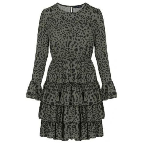 Musthaves jurk maat L 40/42 legergroen dierenprint