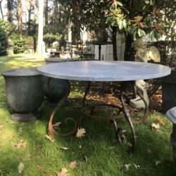 * gietijzer Tuintafel ronde ijzeren tafel natuursteen blad