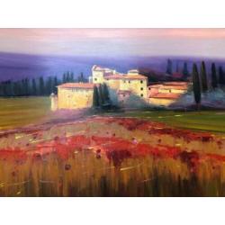 Schilderij uit Toscane: Le case al Tramonto