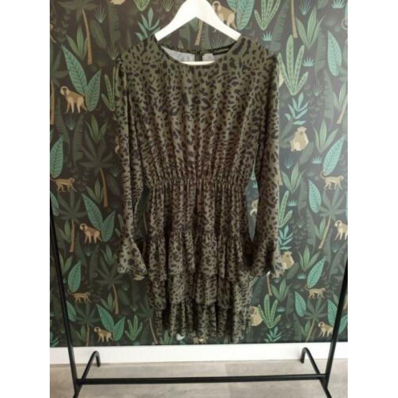 Musthaves jurk maat L 40/42 legergroen dierenprint