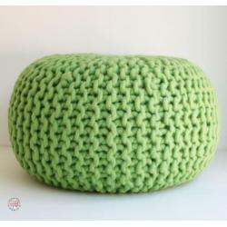 Gebreide groene poef dikke 100% WOL - NU van 99,95 -> 49,95!