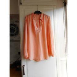 Nieuwe prachtig zijden blouse Marc Aurel mt 34/36 zalm kleur