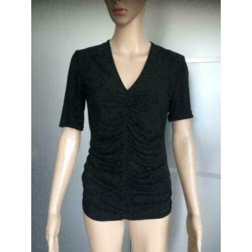 D338 Origineel BURBERRY maat S=36 zwart rekbaar top shirt