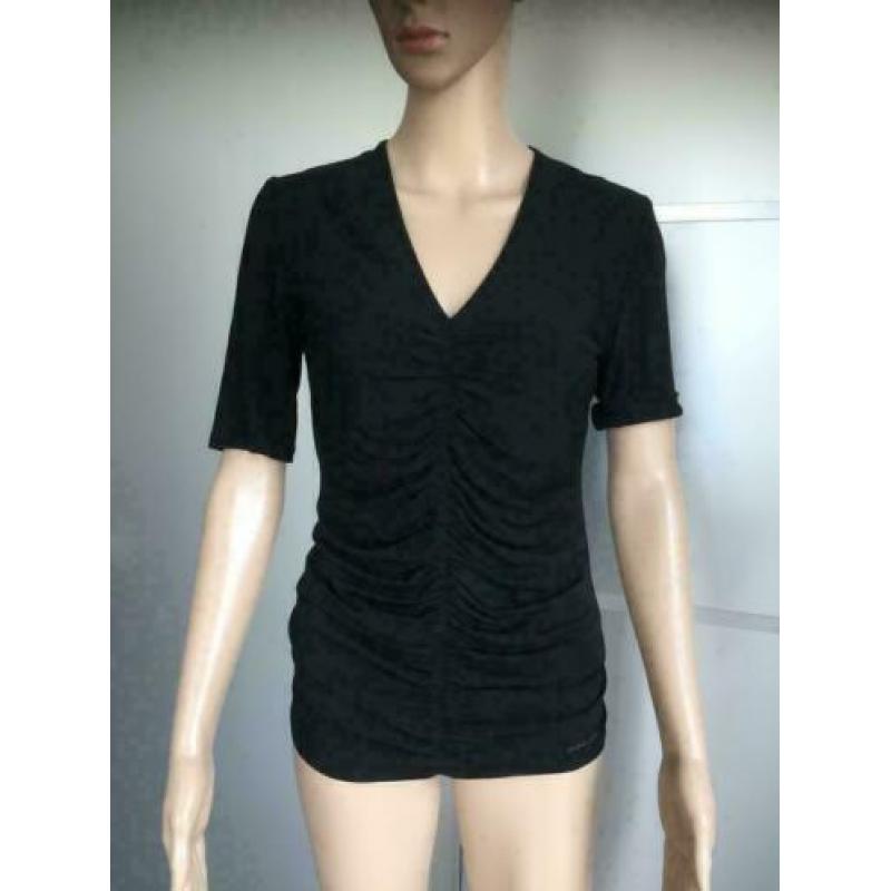 D338 Origineel BURBERRY maat S=36 zwart rekbaar top shirt