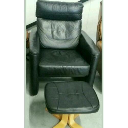 Fauteuil w.schillig zwart echte leer