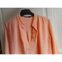 Nieuwe prachtig zijden blouse Marc Aurel mt 34/36 zalm kleur