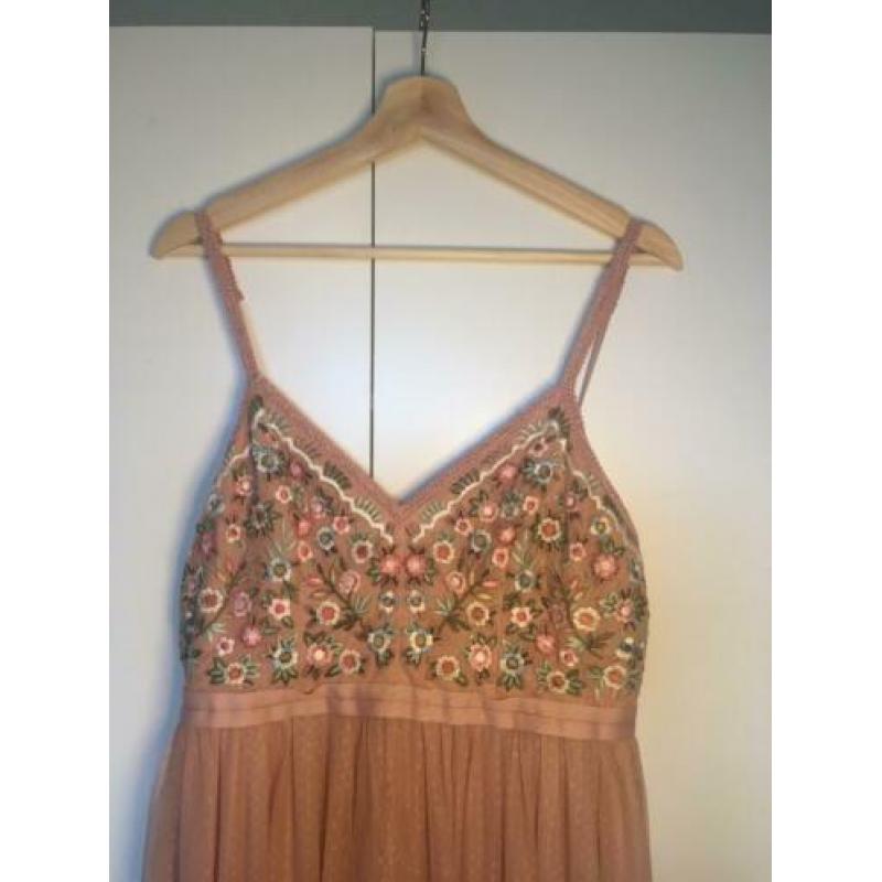 Needle & Thread oudroze jurk met bloemen, mt 38-40