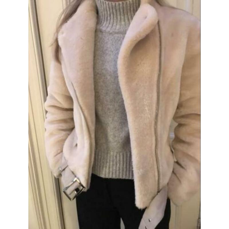 Ibana winterjas biker Fake fur cuddle off white s/m