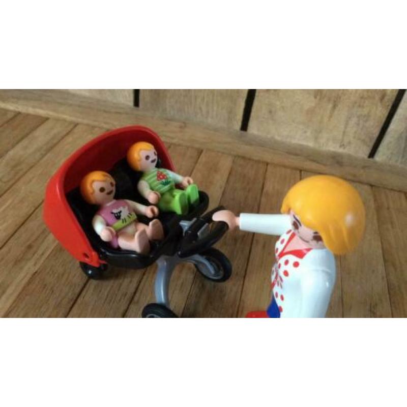 Playmobil moeder tweeling kinderwagen wandelwagen baby vrouw