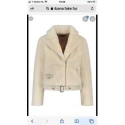 Ibana winterjas biker Fake fur cuddle off white s/m