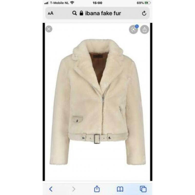 Ibana winterjas biker Fake fur cuddle off white s/m
